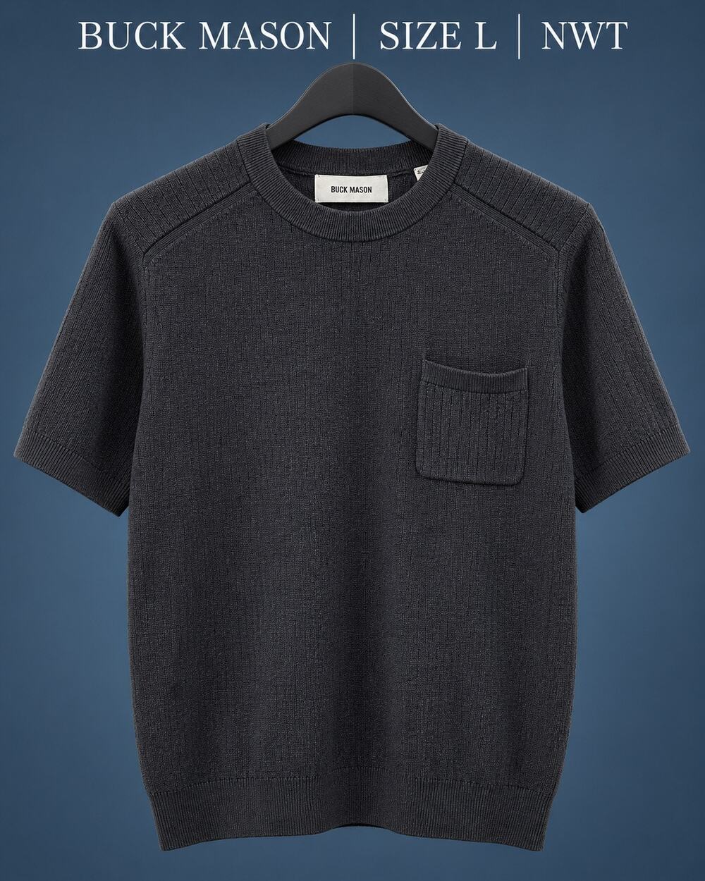 Buck Mason Yuma Hemp Rib Knit Pocket Tee Large NWT